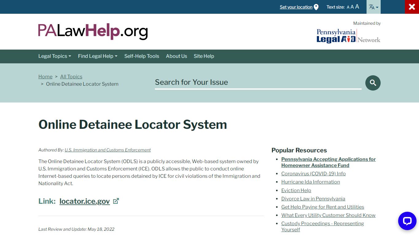 Online Detainee Locator System